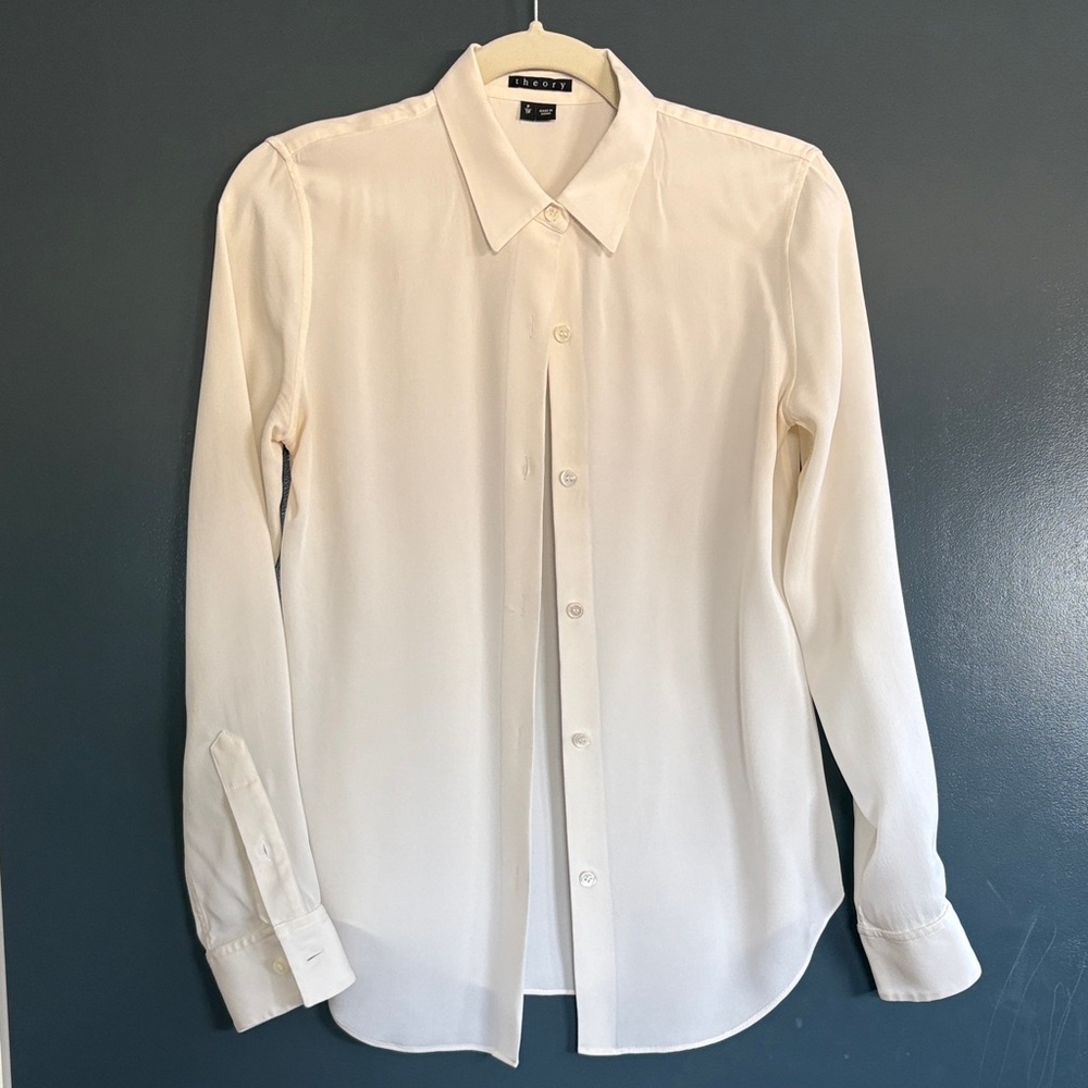 Theory Women's Cream Blouse- small